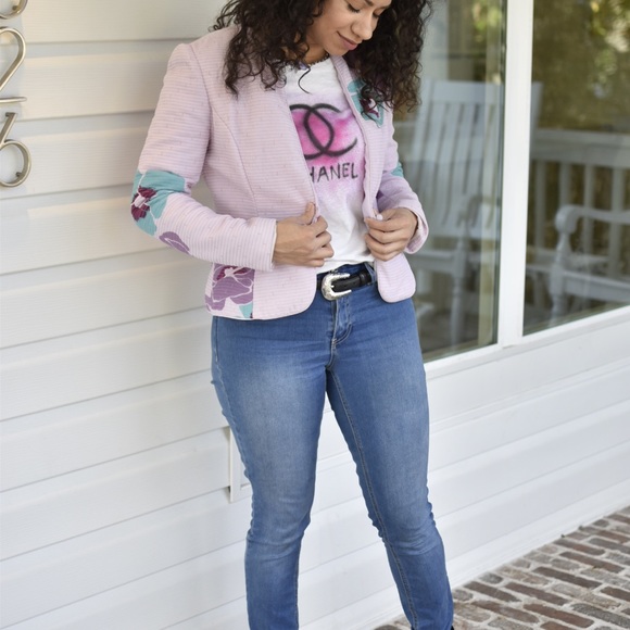 Vintage Blush Floral Quilted Blazer | Size XS - S - Picture 7 of 8